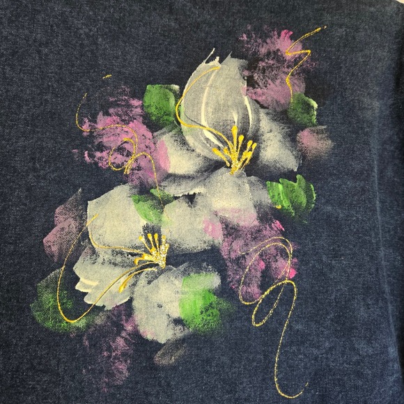 Vtg Jordache Jeanswear Denim Blazer, Painted Floral Design, Women's Size Medium - Picture 12 of 13